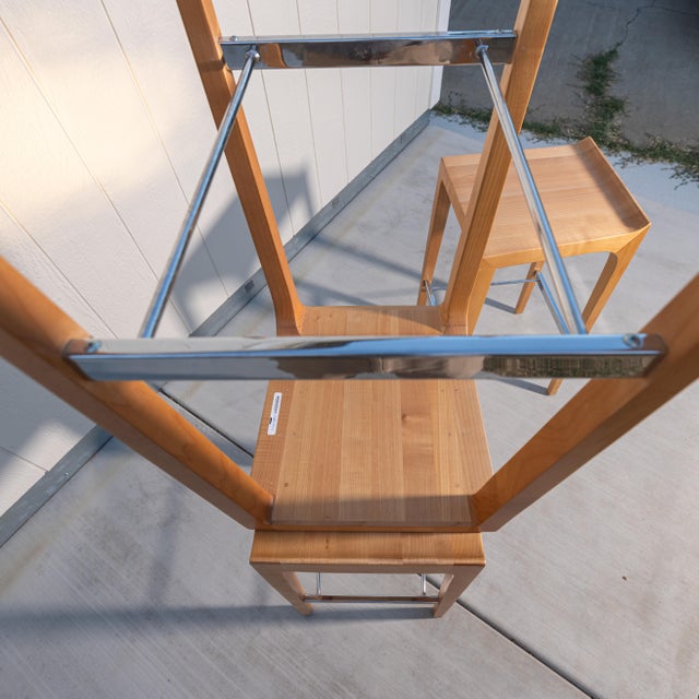Attributed to Bernhardt Design "Vanish" Solid Maple Bar Stools, Set of 3 For Sale - Image 9 of 16