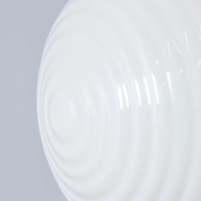 1940s Mouth-Blown Ribbed Opaline Pendant Lamp, 1940s For Sale - Image 5 of 12