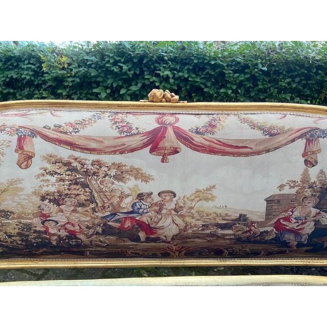 French 1940s French Louis XVI Gold Beige Sofa Set - 5 Pc For Sale - Image 3 of 18