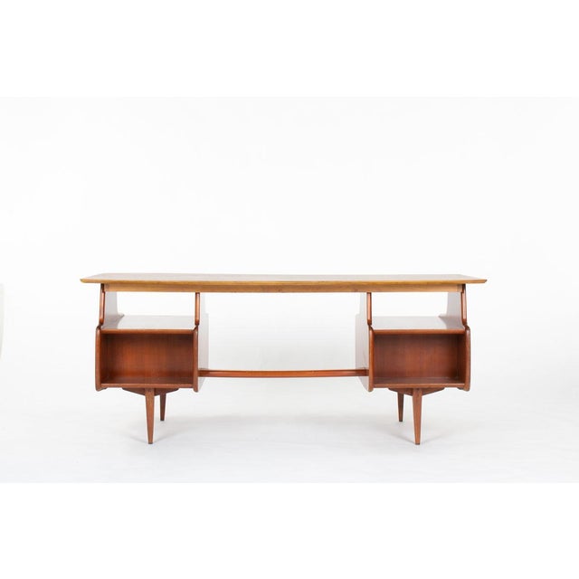 Vintage Executive Desk in Mahogany by Jacques Hauville, 1950s For Sale - Image 4 of 13
