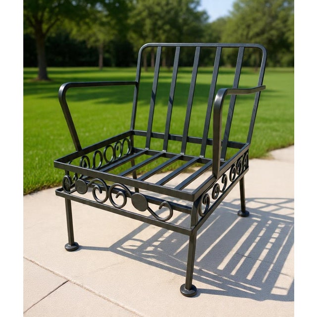 Mid-Century Modern Vintage Mid-Century Modern Daisy Chain, Wrought Iron Porch Glider Set For Sale - Image 3 of 4