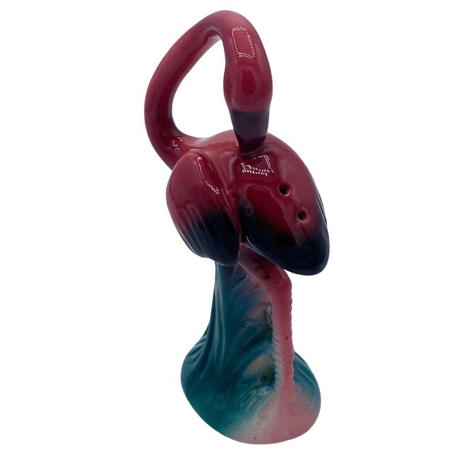 1980s 1980s Tropical Pink Flamingo Ceramic Tabletop Salt & Pepper Shaker Set by Five & Dime For Sale - Image 5 of 10