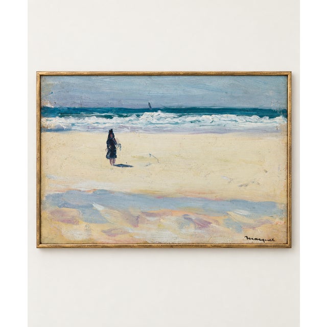 This neutral vintage beach art print reproduces Albert Marquet’s 1898 painting Young Girl on the Beach. A solitary figure...