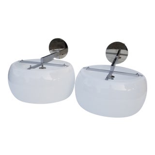 Vico Magistretti for Artemide Model Clinio Opaline Sconces - a Pair For Sale