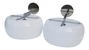 Vico Magistretti for Artemide Model Clinio Opaline Sconces - a Pair