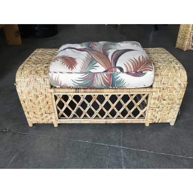 Restored Woven Wicker "Peacock" Throne Lounge Chair W/ Matching Ottoman For Sale - Image 11 of 13