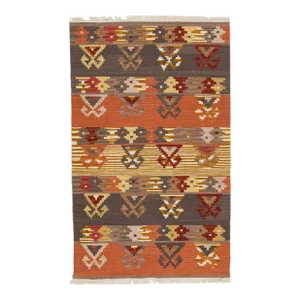 2020s Modern Kilim Handmade Multicolor Geometric Wool Rug