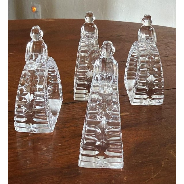 Hollywood Regency 1980s Vintage Lead Crystal Byrdes Napkin Rings Set of 4 West Germany For Sale - Image 3 of 7