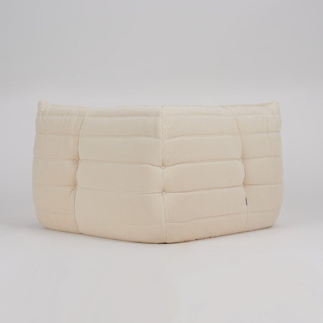 2000 - 2009 Authentic Ligne Roset Togo Corner Chair & Ottoman in Vanilla Corduroy For Sale - Image 5 of 11