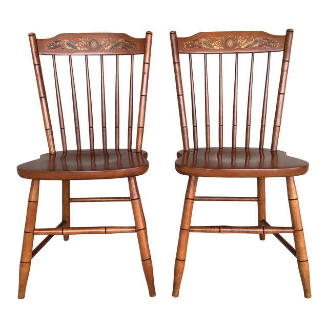L. Hitchcock Maple Baltic Harvest Windsor Side Chairs a Pair Chairish