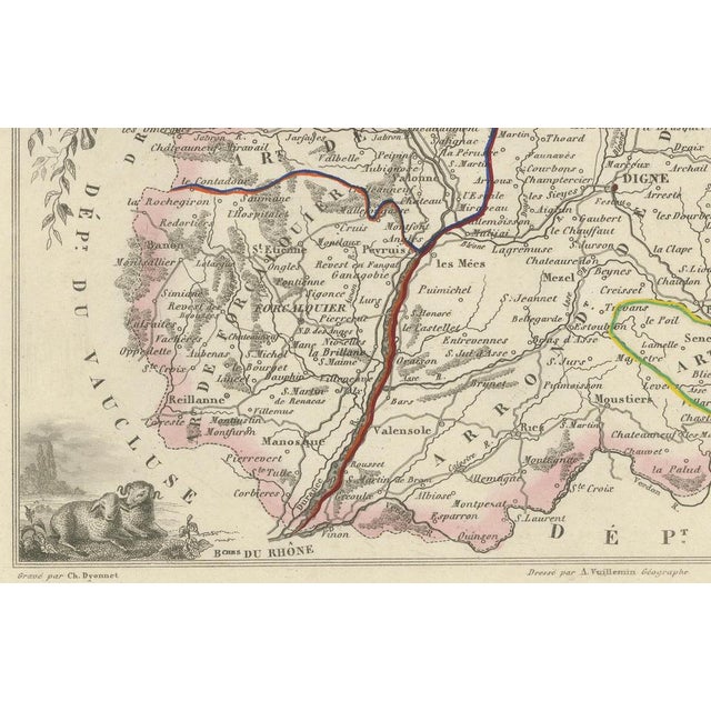 Map of Basses-Alpes France with Digne and Lavender Region by Vuillemin, c.1850 For Sale - Image 5 of 10