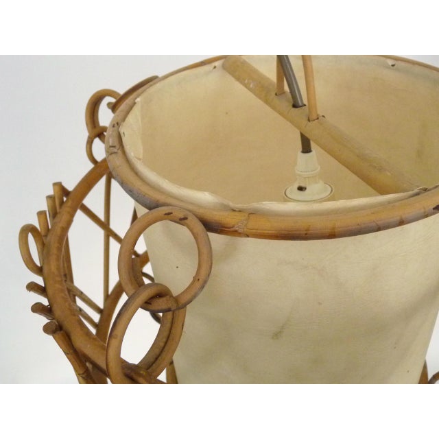 Rattan Pendant Light in the style of Louis Sognot, 1950s For Sale - Image 9 of 11