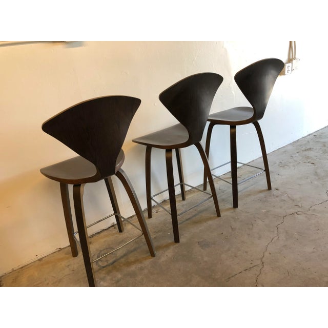 2010s Modern Cherner Style Walnut Stool- Set of 3 For Sale - Image 5 of 12