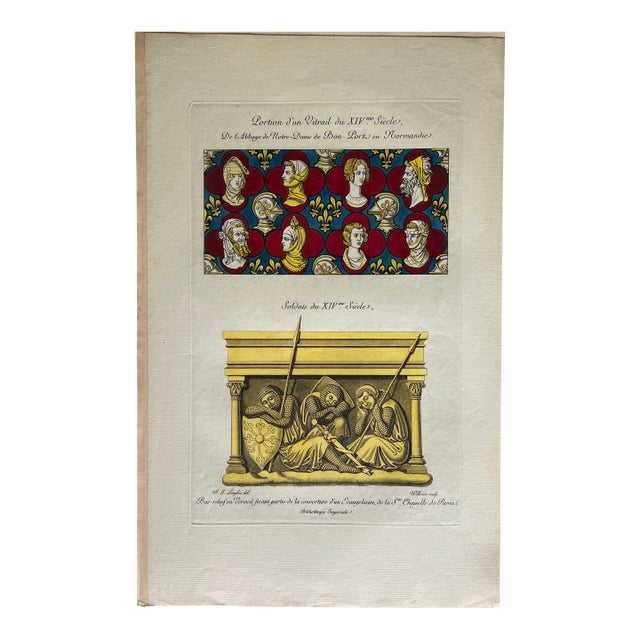 Mid 19th Century Etching Reproduction of Stained Glass Church Windows by Nicolas Xavier Willemin For Sale