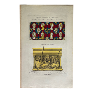 Mid 19th Century Etching Reproduction of Stained Glass Church Windows by Nicolas Xavier Willemin