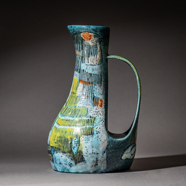 Color-Glazed Ceramic Jug by Bruno Baratti Pesaro, Italy, Mid-20th Century For Sale - Image 4 of 18