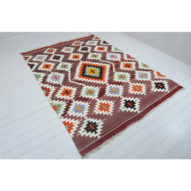 Tribal Vintage Turkish Kilim Rug-6′9″ × 9′5″ For Sale - Image 3 of 13