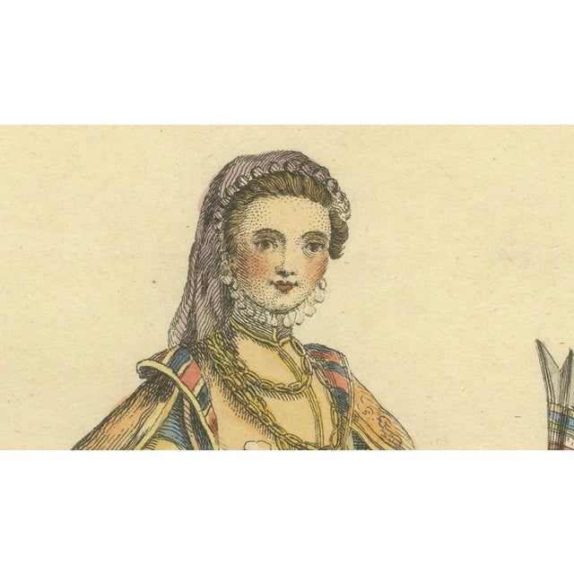 Paper Grand Tour Italian Costume Prints, Habit of a Lady of Ischia, an Island in the Gulf of Naples, 1749, Paper, Set of 2 For Sale - Image 7 of 12