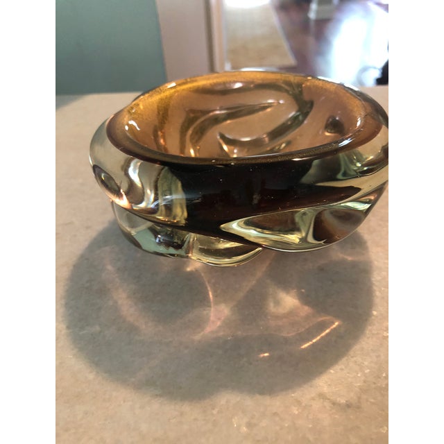 Gold Vintage Mid Century Murano Gold Bowl For Sale - Image 8 of 11