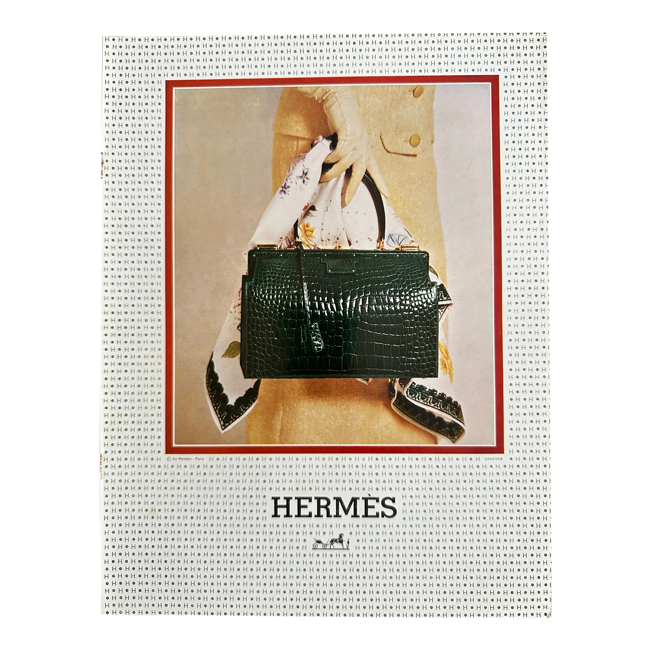 1963 French Mid-Century Vintage Hermès Advertisement Print, Green