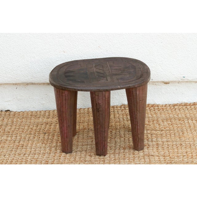 Cabin Rustic Carved Cabin Round Small Table For Sale - Image 3 of 8