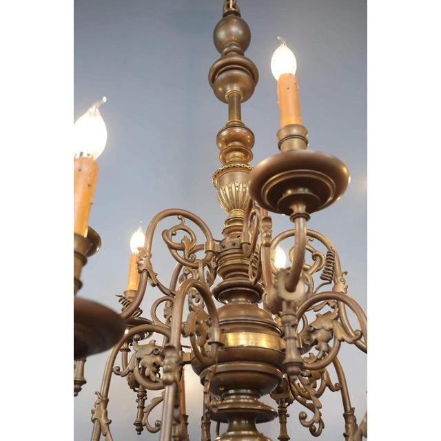 2000 - 2009 Antique Ten-Armed Bronze Castle Chandelier For Sale - Image 5 of 8