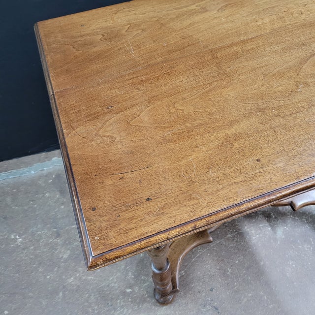 French 19th Century Walnut Side Table With X-Stretcher, Turned Legs & a Drawer For Sale - Image 12 of 18