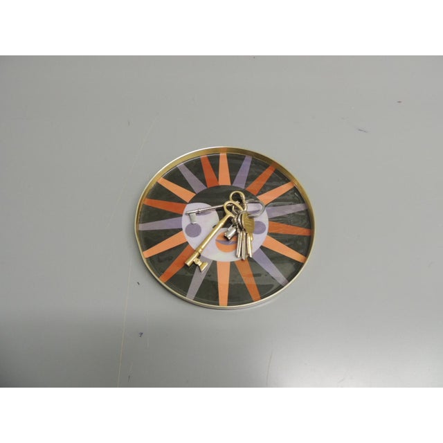 Sun Round Brass Enameled Round Small Trinket Tray Jonathan Adler Style Size:8”D x .50”H