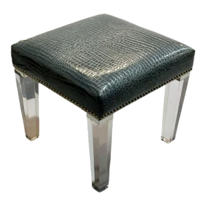 Contemporary, Modern Footstool, Chrome, Acrylic, Faux Snakeskin, 2010s