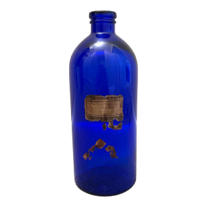 1920's American Melvin & Badger Co. Liniment Soap & Opium Maryland Glass Co. Cobalt Blue Glass Bottle