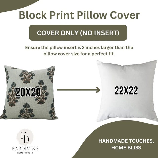 Fabdivine Indoor Pillow Cover Hand Block Printed Thick Linen 24x24 Inch- Morpankh For Sale - Image 4 of 5