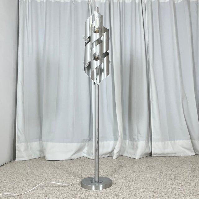 Space Age Brushed Aluminum Floor Lamp, 1970s For Sale - Image 17 of 17