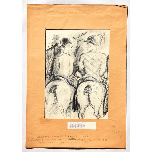 Modern André Szenes, Morning Ride, 1920s, Chalk & Pencil on Paper For Sale - Image 3 of 14