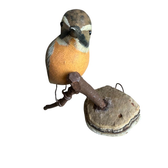 A folk-art carved wood bird from Austria — 5.25" x 5" x 2", vintage from the 1930s. Charming Alpine folk art for a shelf,...
