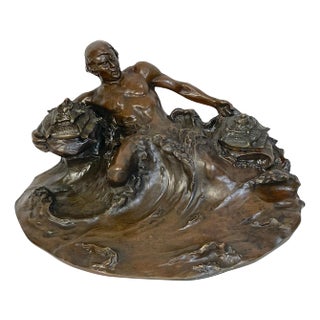 Art Nouveau Bronze Poseidon Inkwell, Attributed to Hans Müller For Sale