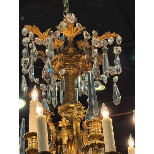 Fine 19th C. French Gilt Bronze and Crystal Chandelier For Sale - Image 4 of 9