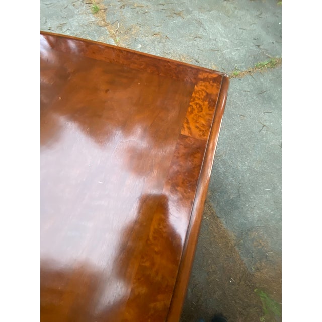 Chestnut Antique French Style Walnut Flip Top Game Table | Carved Pedestal Console Table | Renaissance Revival Sofa Table | Burl Walnut Entry Table For Sale - Image 8 of 13