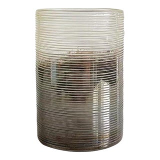 1980s Gradual Ribbed Glass Vase For Sale