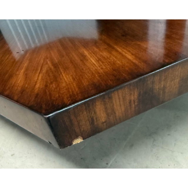 Vintage Euro Style Two-Tiered Octagonal Eglomisé Mahogany Cocktail / Coffee Table For Sale - Image 10 of 11