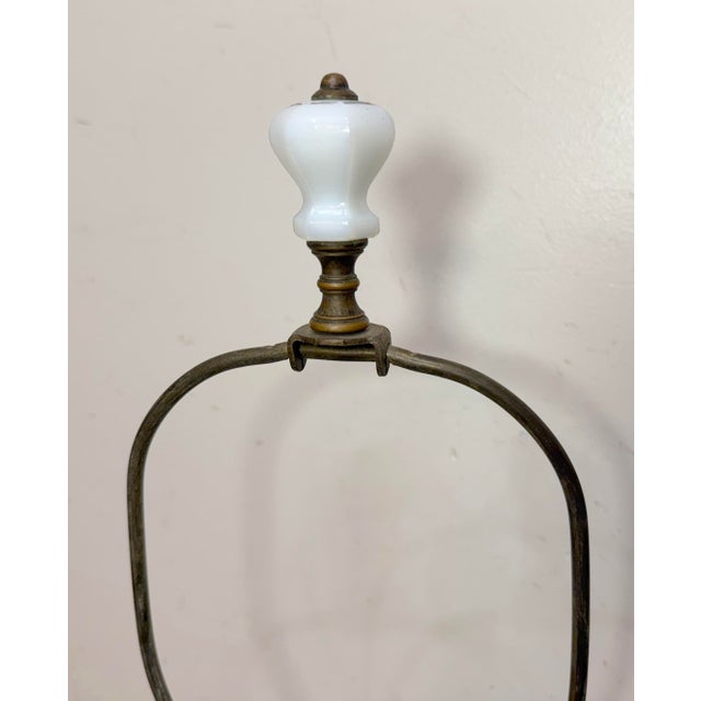 Metal Antique 1800's Cut to Clear Cranberry Glass Stourbridge Bronze Oil Table Lamp For Sale - Image 7 of 14