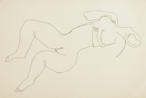 Jean Fautrier, Reclining Nude Female Figure in Expressive Style, Etching