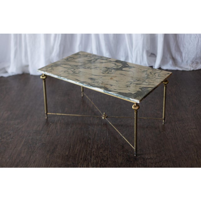 Vintage Brass and Marble Rectangle Coffee Table For Sale - Image 6 of 12