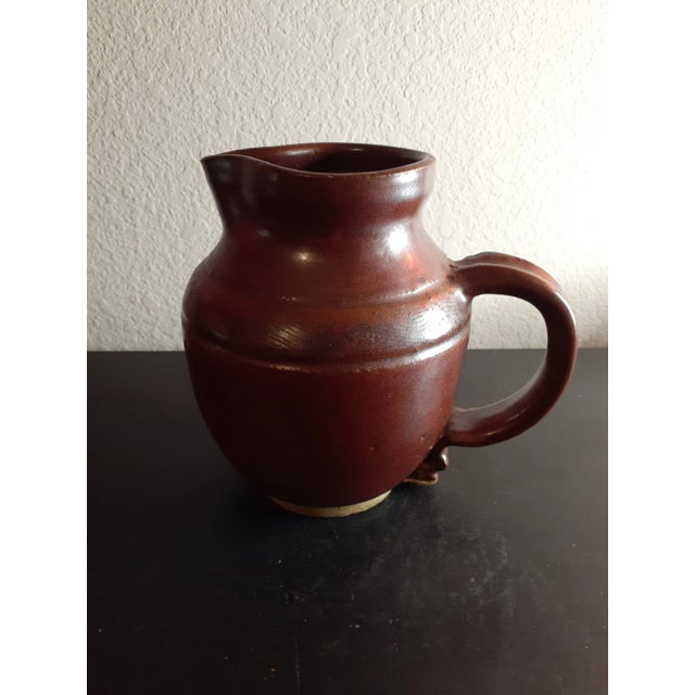 Ceramic Vintage Art Studio Glazed Pottery Stoneware Pitcher For Sale - Image 7 of 7