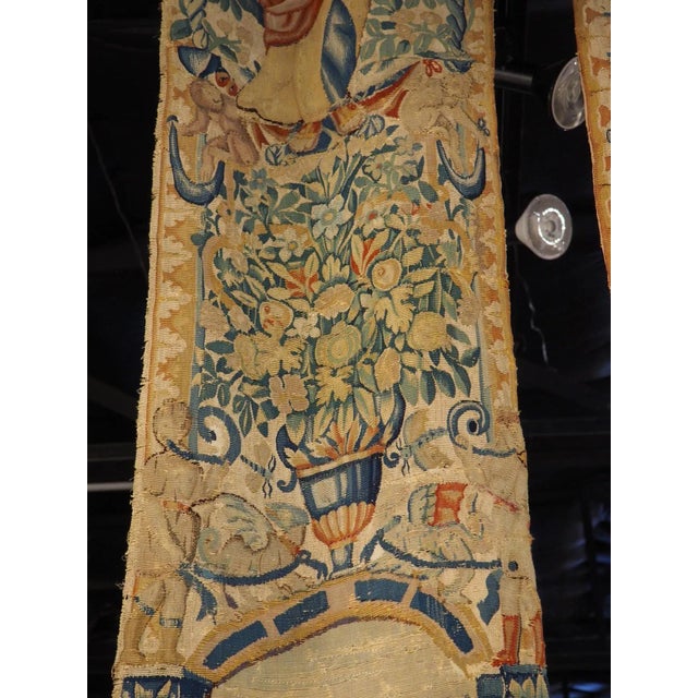 16th Century Pair of 16th Century Silk Tapestry Borders From Brussels, H-98.75 Inches For Sale - Image 5 of 12