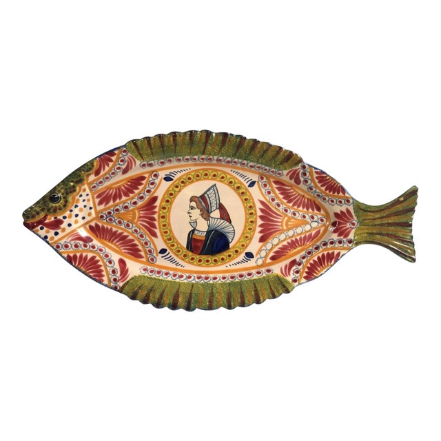 Large French Faience Fish Platter Quimper Circa 1930 For Sale