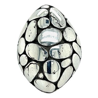 1990s John Hardy Estate Ladies Kali Pebble Marquise Dome Ring 6 Sterling Silver For Sale