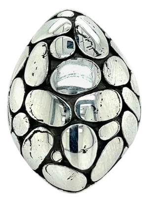1990s John Hardy Estate Ladies Kali Pebble Marquise Dome Ring 6 Sterling Silver