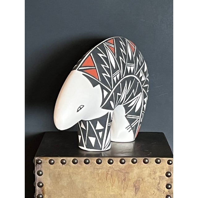 Ceramic Large 12" Acoma Pueblo Pottery Bear – Signed Concho Nm – Hand-Painted Geometric For Sale - Image 7 of 8