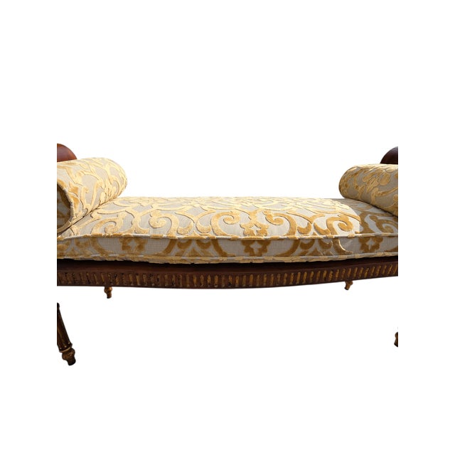 1990s 1990s John Richards Window Bench Settee French Regency Damask Neo Classical Ottoman For Sale - Image 5 of 18