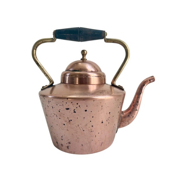 French Country Vintage European Copper Tea Pot For Sale - Image 3 of 10